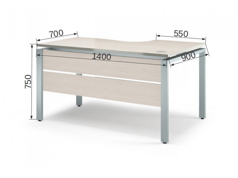 Мебель для персонала на металлокаркасе VITA-M V-1.5.2М-R Стол эргономичный с царгой прав.