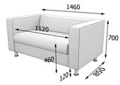 Диван для офиса Alecto Диван 2-х местный ALE2 (экокожа Ecotex)